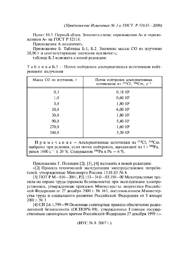 Изменение №1 к ГОСТ Р 51635-2000