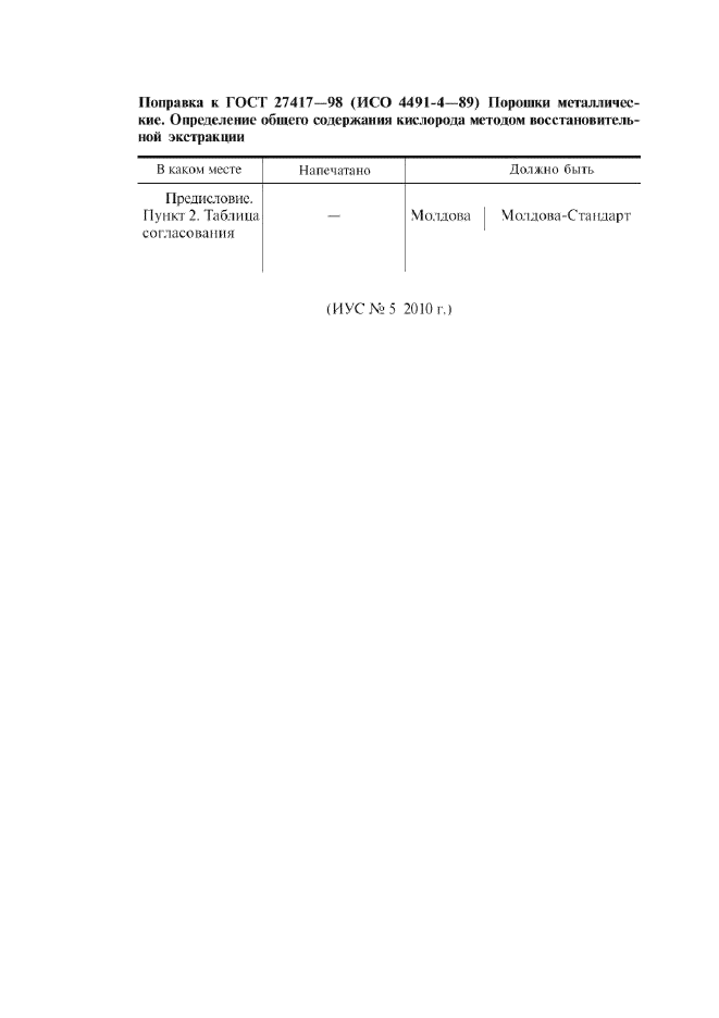 Поправка к ГОСТ 27417-98