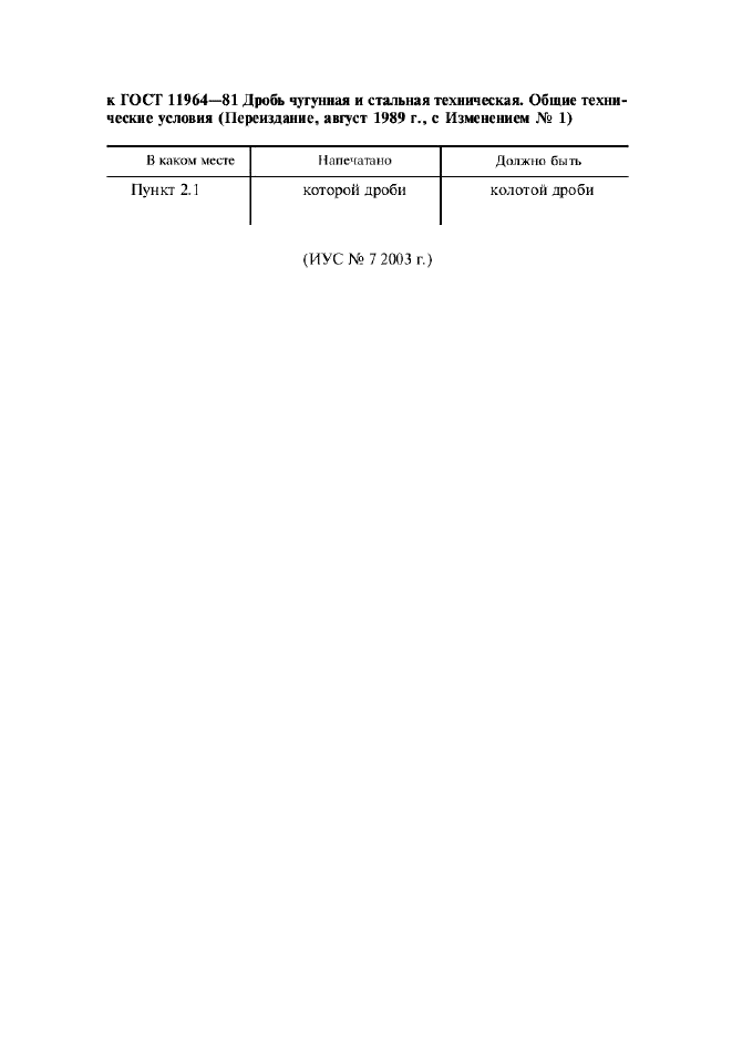 Поправка к ГОСТ 11964-81
